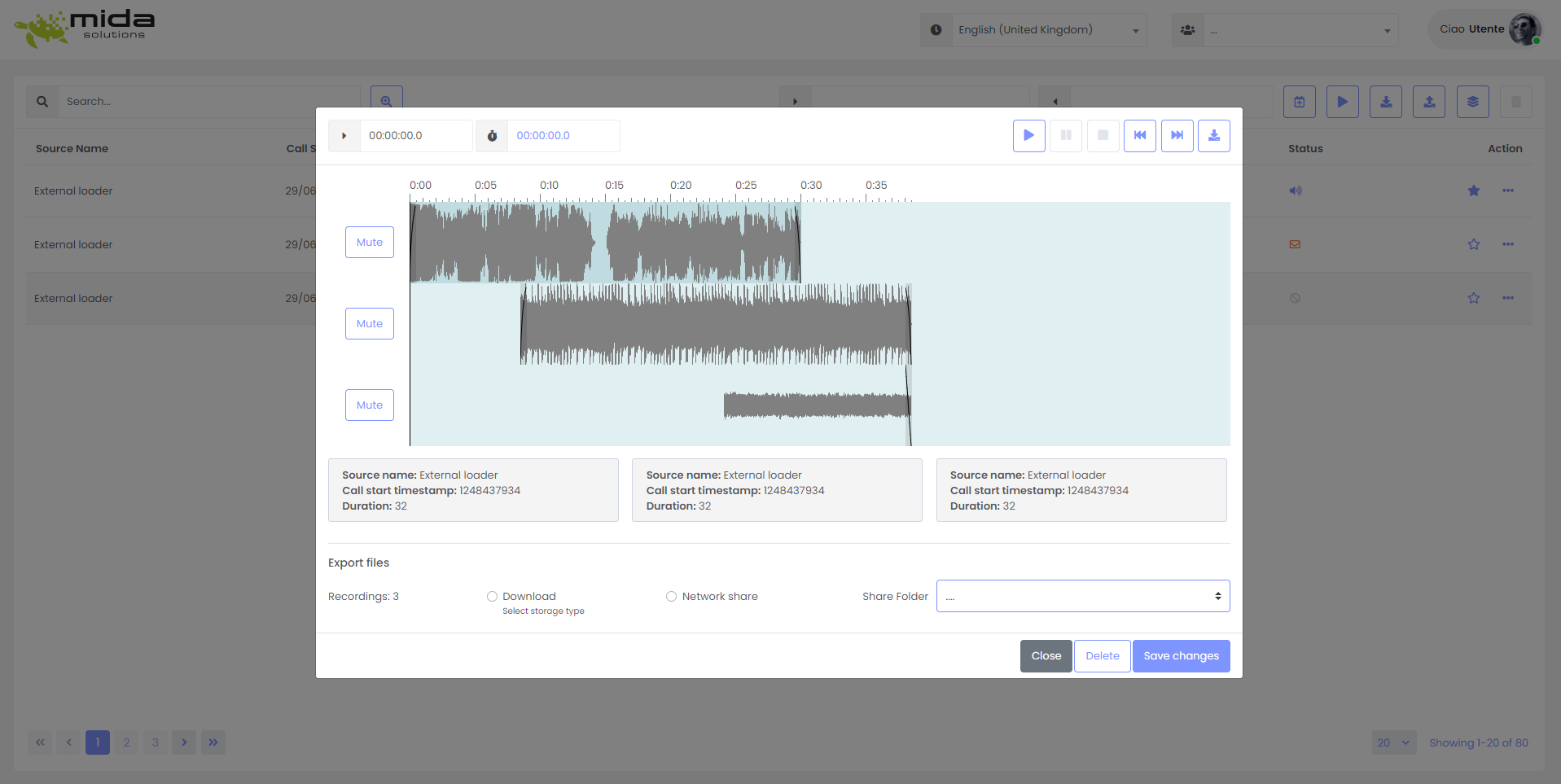 screenshot of Mida Recorder